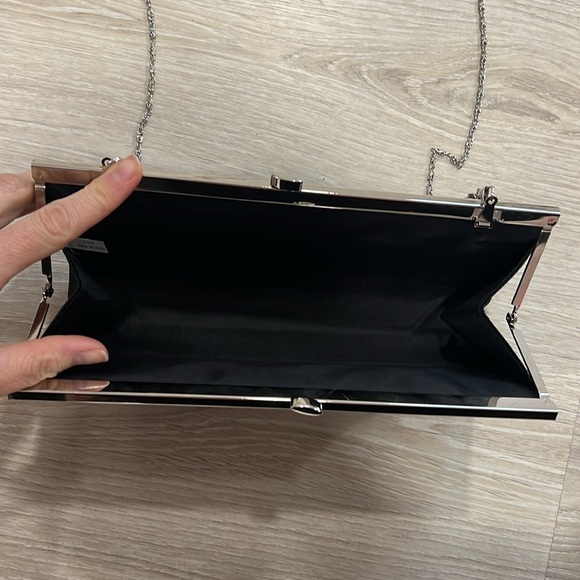 Elegant Black Clutch with Silver Accents - Picture 3 of 5